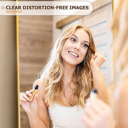 Easly Full Length Mirror with Stand 38"x77" Full Body Mirror Floor Mirror Standing Hanging or Leaning Wall, Wall Mirror with Stand Aluminum Alloy Frame for Living Room Bedroom Cloakroom,Gold