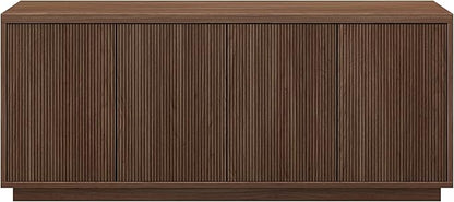 Henn&Hart Fluted TV Stand for TVs up to 65'' with 2 Concealed Ribbed Storage Cabinets and Adjustable Shelves for Living Room, Family Room, or Office, Medium Walnut
