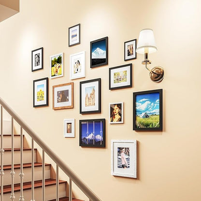 Picrit 12x17 Picture Frame Set of 12, Display 11 x 14 with Mat or 12 x 17 without Mat, Photo Frames for Wall Mounting Display, Black
