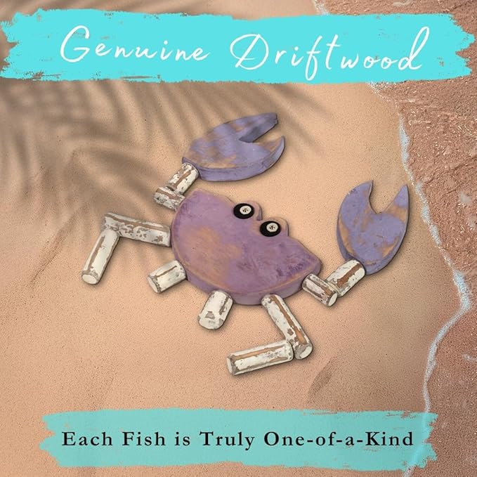 Driftwood Fish Nautical Wall Decor - Handmade Wooden Rustic Coastal Wall Art for Living Room, Bedroom, Office, Bathroom - Ocean Beach Decoration (Nami)