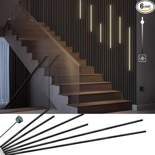 HAMRVL Black LED Recessed Lighting Kit, 6 PCS DC12V Natural White 4000k Wall Panel Lights with Smart Switch, Self-Adhesive, Dimmable LED Lights for Wood Wall Panels, Headboard, Under Cabinet Lighting