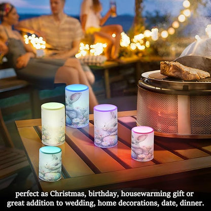ALAZA Easter Bunny Rabbit Eggs Spring Flowers Flickering Flameless Candles Battery Operated with Remote Timer,Tea Light Candles LED Pillar Votive Candles Set of 2 for Outdoor Indoor Decorations