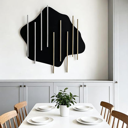 HYVAKUPPA 3D Large Metal Wall Decor Modern Aesthetic Wall Sculptures 19.3”W by 19.7”H Luxury Geometric Circular Decor Wall Art Artwork for Bedroom Dining Living Room Wall Decorations