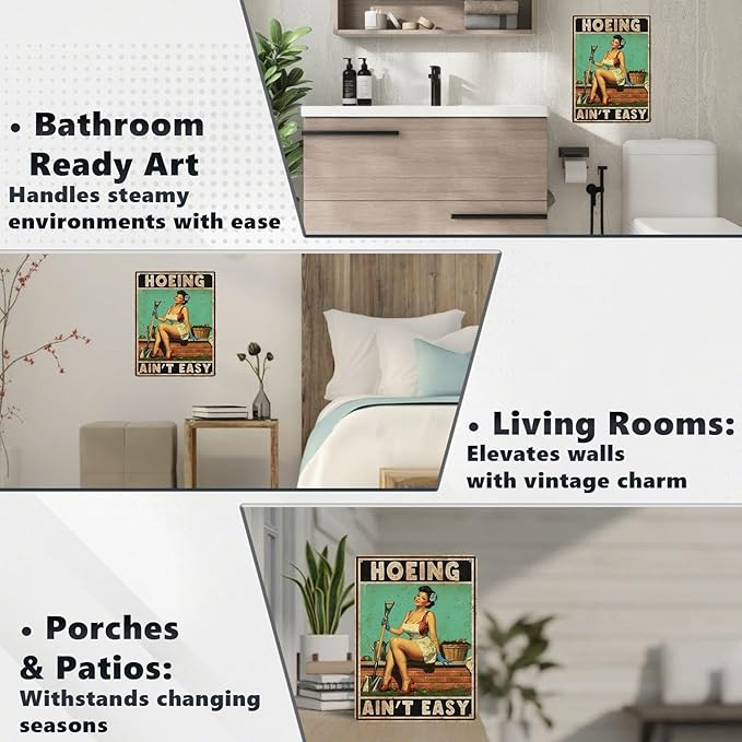 Garden Metal Tin Sign Hoeing Aint Easy Retro Wall Art Outdoor Decor For Patio Yard Shed Vintage Aluminum 12X16Inch