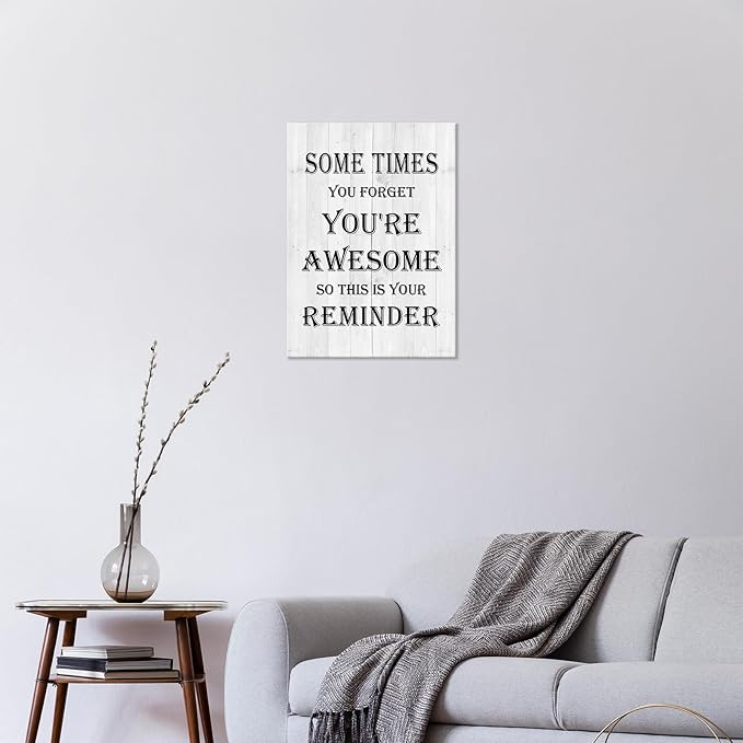 Motivational Wall Decor, You Are Awesome Motivational Canvas Wall Decor, Inspirational Canvas Wall Art for Livingroom, Wooden Framed Inspirational Poster for Office, Dormitory, Meeting Room