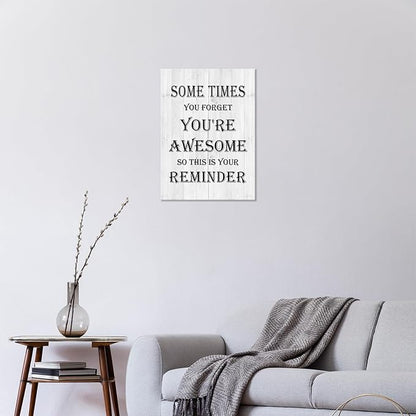 Motivational Wall Decor, You Are Awesome Motivational Canvas Wall Decor, Inspirational Canvas Wall Art for Livingroom, Wooden Framed Inspirational Poster for Office, Dormitory, Meeting Room