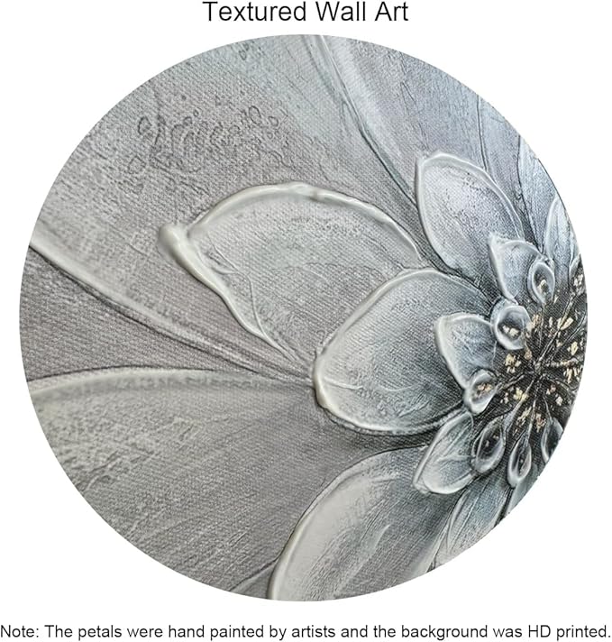 Waowumar Flowers Canvas Wall Art Blue and Gray Dahlia Pictures Contemporary Floral Textured Painting for Bedroom Living Room Decor
