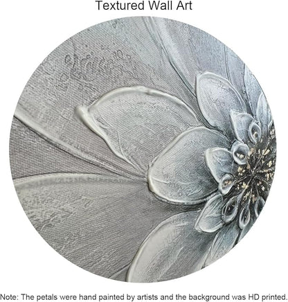 Waowumar Flowers Canvas Wall Art Blue and Gray Dahlia Pictures Contemporary Floral Textured Painting for Bedroom Living Room Decor