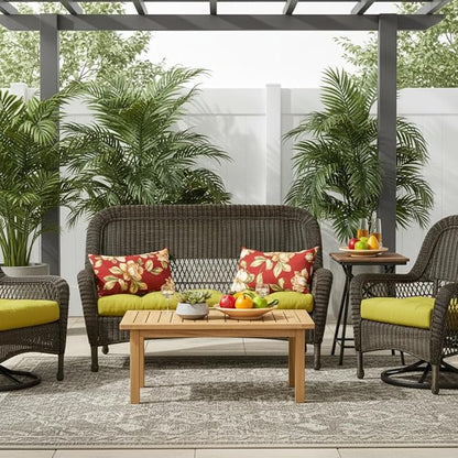 Set of 2 Outdoor Throw Pillows 19 x 12 Inch – Reversible Rectangle Patio Accent Pillows – Weather-Resistant Polyester Fabric – Eco-Friendly Recycled Polyfiber Fill – Roma Floral