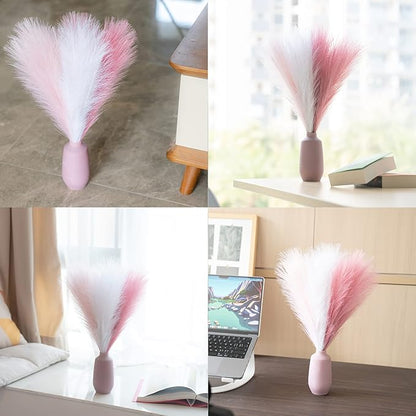 Faux Pampas Grass Decor, 18"/45cm Artificial Pampas Grass Fluffy 6 Stem pompous Grass Flower Arrangement for Boho Home Wedding Decoration (Blush,Cream,Pink)