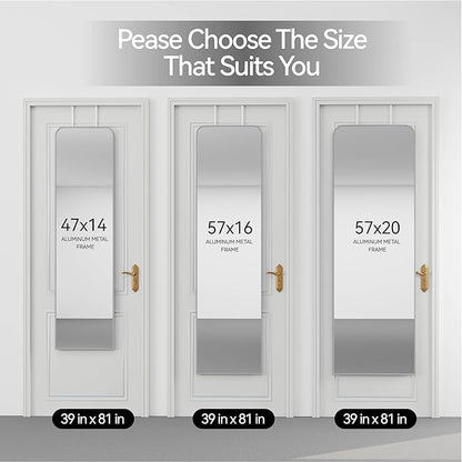 SCWF-GZ Rectangle 57x16 Mirror Full Length Wall Mounted Hanging or Against Wall Metal Frame Dressing Make-up Mirrors for Entryway Bedroom Bathroom Living Room 57 16 inch Silver