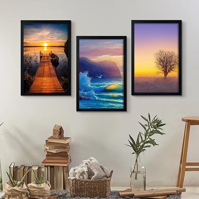SESEAT 12x18 Picture Frame Black Set of 6, Display Pictures 12x18 Without Mat for Wall Mounting, Wall Gallery Poster Frames