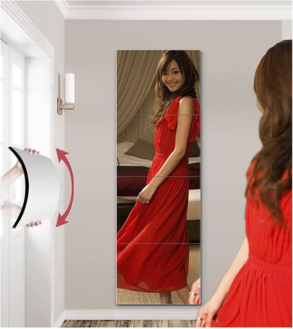 Shatterproof Kids Wall Mirror Tiles, 4Pcs 10"x10" Self Adhesive Acrylic Mirror, Safe Unbreakable Plastic Mirrors for Toddler, Small Mirrors,Plexiglass Long Mirrior for Classroom,Children's room