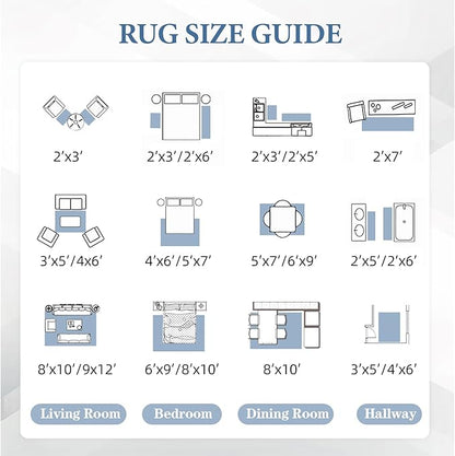 Area Rug for Living Room 6x9: Large Washable Boho Moroccan Rugs Geometric Neutral Rug, Non-Slip Foldable Morden Farmhouse Indoor Floor Carpet for Bedroom Dining Table Home(Blue,6'X9')