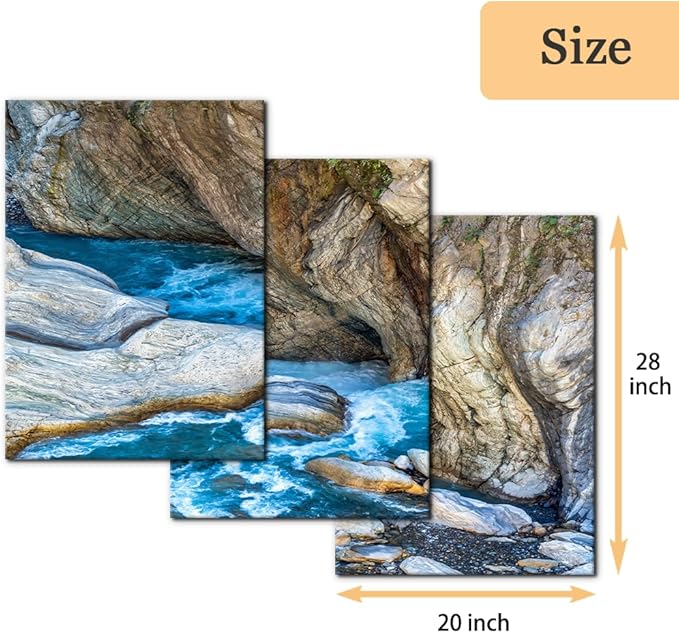 Pacimo 3 Piece Canvas Wall Art - Taroko National Park Beautiful Scenery Pictures Painting Prints on Canvas Modern Artwork Home Wall Decor Stretched and Framed Ready to Hang - 20"x28"x3