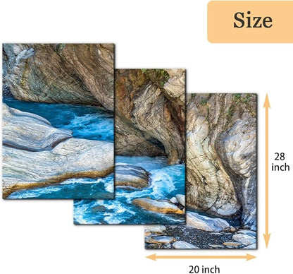 Pacimo 3 Piece Canvas Wall Art - Taroko National Park Beautiful Scenery Pictures Painting Prints on Canvas Modern Artwork Home Wall Decor Stretched and Framed Ready to Hang - 20"x28"x3