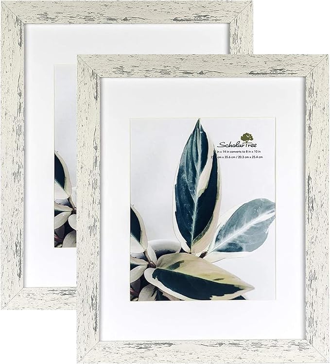 Rustic White Wooden 11x14 Picture Frame set of 2,Display 11x14 without Mat or 8x10 with Mat，Wall Gallery Photo Frames