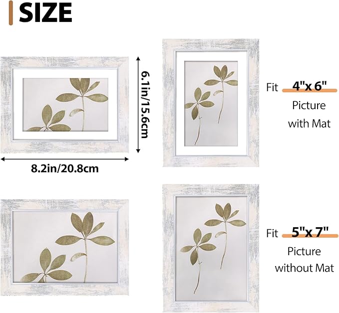 Fixwal 5x7 Picture Frame Set of 5, Vintage Photo Frame, Rustic Retro Picture Frame with Tempered Glass, Decorative Art on Walls and Tabletop Placement
