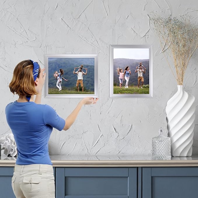 Giftgarden 8x10 Picture Frame Silver Set of 12, Multi Modern 8 by 10 Photo Frames Bulk for Wall or Tabletop Display