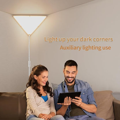 Corner Light with Switch, Ceiling Corner Lights for Living Room, Plug in Ceiling Light for Dark Area, Lamp for Bedroom, Kids Room, Triangle Shape, White Acrylic (1 Pack)