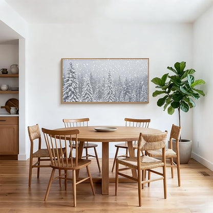 Winter Snow Covered Forest Framed Canvas Wall Art Set,Snowy Woodland Wall Decor,Wilderness Pine Tree Art Prints,Natural Botanical Landscape Artwork for Living Room, Bedroom,Farmhouse-40 x20 x1