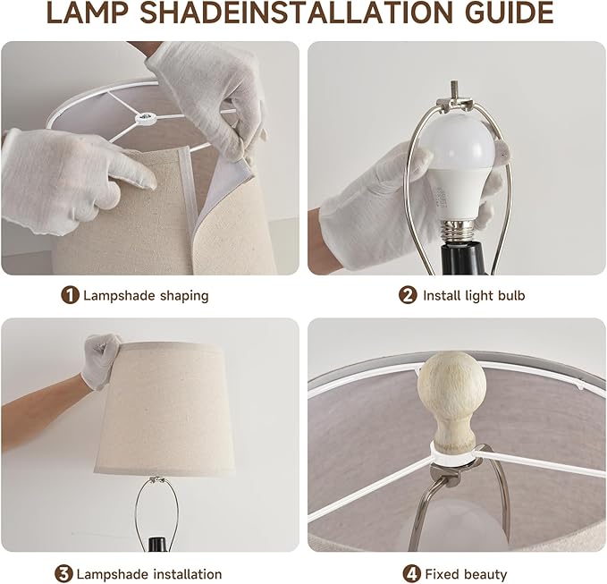 Terpsichore Modern Farmhouse Table Lamp Bedside Reading Lamps Living Room End Tables Set Lamps for Night Stands Bedroom Night Lamp,High 26.26 Inch,Sepia,with Fabric Lamp Shade,Bulb Not Included