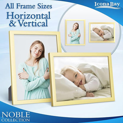 Icona Bay Combo-Sizes Gold Picture Frames Set - 10 PC (Four 4x6, Four 5x7, Two 8x10), Noble Collection Multi-Pack, Modern Professional Design for Wall Gallery