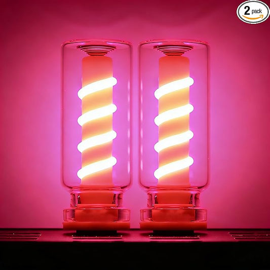 2PCS Touch Control Retro USB Night Light Dimmable Led Mood Lamp Plug in USB Mini LED Bulbs Small Ambient Lighting for Car, Camping, Gift, Party, Holiday Decoration, Bedroom, Desktop (2, Pink)