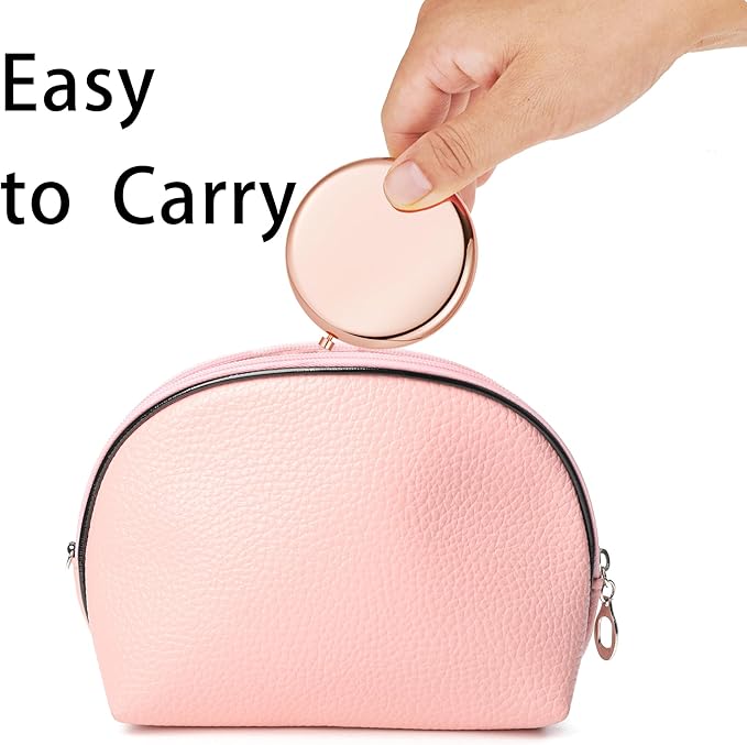 Compact Mirror for Purse, Metal Round Shell, Double-Sided 1X/2X Magnifying, Portable Travel Small Makeup Mirror, Mini Pocket Mirror, Rose Gold, 18 Packs