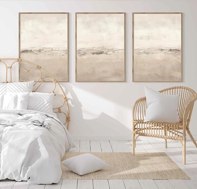 Baccone Beige Abstract Wall Art Set of 3 Neutral Canvas Wall Art Prints Boho Abstract Picture Modern Abstract Art Wall Decor Minimalist Artwork for Living Room Beroom Decor 12x16 Inch UNFRAMED