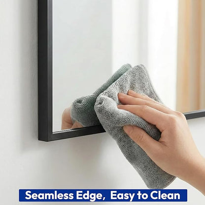 30" x 48" Matte Black Wall Mirror, 48" x 30" Large Metal Framed Landscape Decor, Horizontal Bathroom Mirror for Wide Vanity & Dining Room