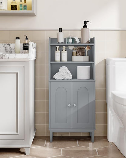 Hzuaneri Bathroom Storage Cabinet, Small Floor Cabinet with 2 Door and Shelves, Toilet Paper Cabinets, Bathroom Organizer with Adjustable Shelf, for Small Spaces Gray 7.1" D x 14.6" W x 32.7" H