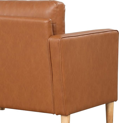 Studio Living® Lexington 75.6" Sofa, Mid-Century Modern, Pocket Coil Comfort, Easy Assembly, Vegan Leather, Carmel
