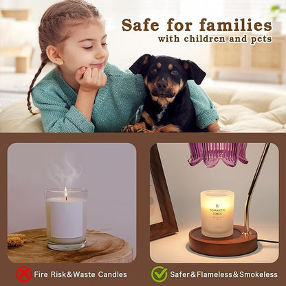 Purple Candle Warmer Lamp with Timer, Electric Candle Warmer, Women Birthday Christmas Gift, Flower Wax Warmer for Yankee Candle Lovers, Vintage Melt Lamp for House Warming Gifts for Mom, Friend