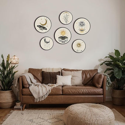 Barydat 6 Pieces Boho Plant Wall Art Decor Wooden Boho Farmhouse Rustic Bohemian Wall Hanging for Bedroom Living Room Office(Butterfly,8 Inch, 10 Inch)