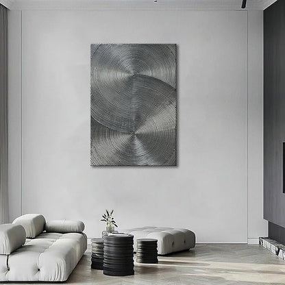 Slyart Handmade Modern Abstract Painting 3D Texture Wall Art 28x40 inches Minimalist Silver Gray Artwork Vertical Painting on Canvas Wall Decor