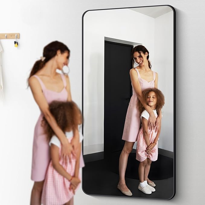 DESBING 72" x 36"Bathroom Mirror, Matte Black Wall Mirror with Metal Frame, Decorative Rectangular Vanity Mirror for Bedroom Bathroom Living Room Entryway (Horizontal/Vertical)