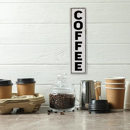 Coffee Wall Art, Retro Metal Tin Sign, Bakery Signs, Vintage Home Decor for Kitchen Bar, Coffee Corner Decoration Accessories, 15.8x4 Inches