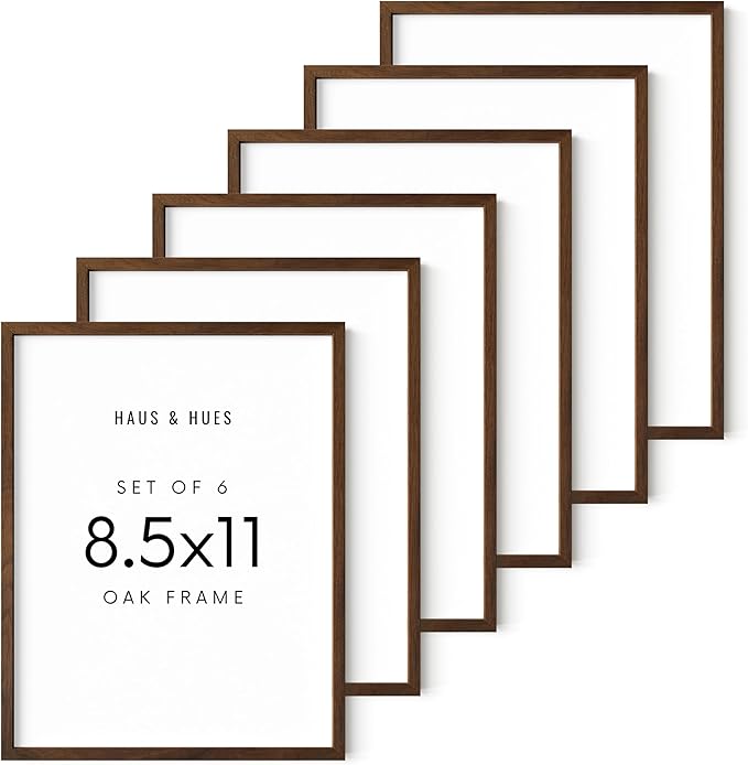 HAUS AND HUES Walnut Wood Certificate Frames 8.5x11 - Set of 6, Document and Diploma Frames (Walnut Oak Frame)