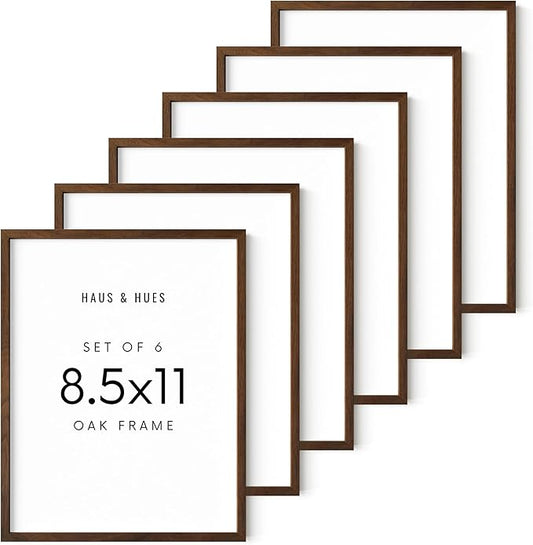 HAUS AND HUES Walnut Wood Certificate Frames 8.5x11 - Set of 6, Document and Diploma Frames (Walnut Oak Frame)