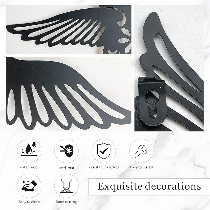 Metal Hummingbird Wall Art Decor - 3-Piece Black Iron Wall Sculpture with Engraved Leaf Patterns, Handmade Home Decor for Living Room, Bedroom, Kitchen, Bathroom, Patio
