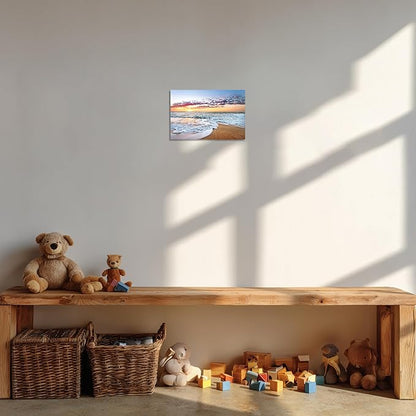 TutuBeer 1 Panel Beach Art for Wall Beach Paintings for Wall White Ocean Sunrise with Deep Blue Sky Sea Pictures for Home Pictures of the Ocean Stretched and Framed for Home Decor 24x36 inch