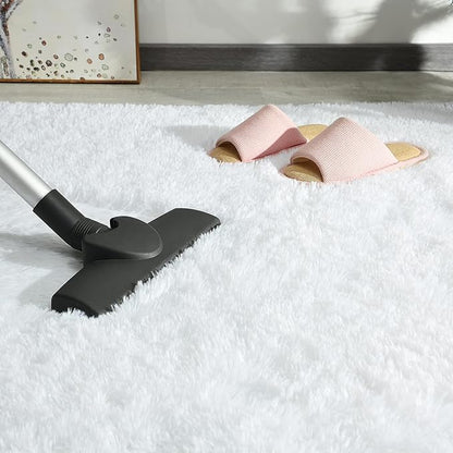 Andecor Soft Fluffy Bedroom Rugs, 5 x 8 Feet Indoor Shaggy Plush Area Rug for Boys Girls Kids Baby College Dorm Living Room Home Decor Floor Carpet, White