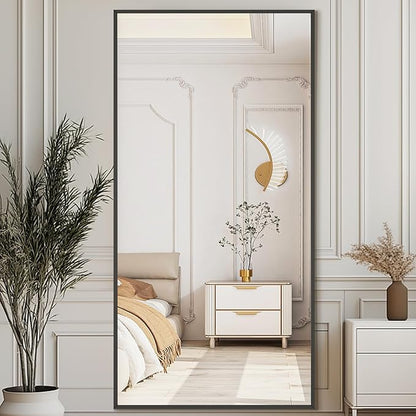 MELOMOIR 81"x41" Oversized Floor Mirror Freestanding, Extra Large Floor Mirror for Bedroom, Living Room & Gym - Black Mirror Full Length with Tempered Glass