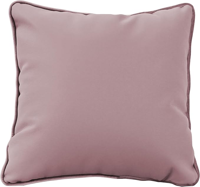 FDP 15" x 15" Velvet and Vinyl Square Pillow Set with Piping Decorative Throw Pillow for Home Dcor in Living Room, Bedroom or Lounge (2-Pack) - Mauve, 15161-112