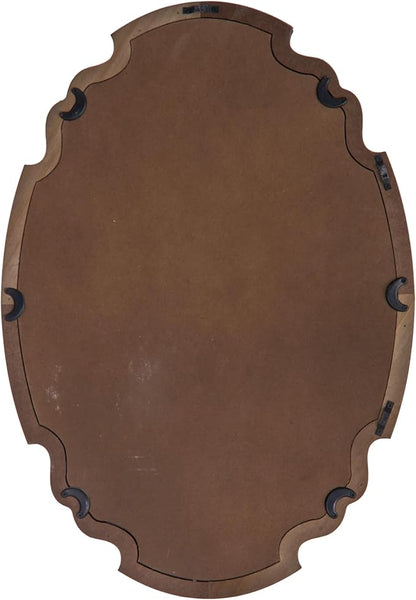 Hanging Farmhouse Oval Mirrors for Wall Decor 16 X 22 Inch, Handmade Burning Finished Oval Bathroom Mirrors for Over Sink, Rustic Wood Mirror for Entryway, Horizontal or Vertical
