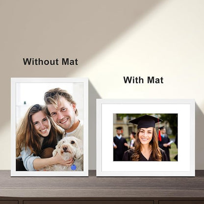 8.5x11 Picture Frame Set of 6, Certificate Document Frame, Diploma Frame, Display Pictures 6x8 with Mat or 8.5x11 Without Mat, White