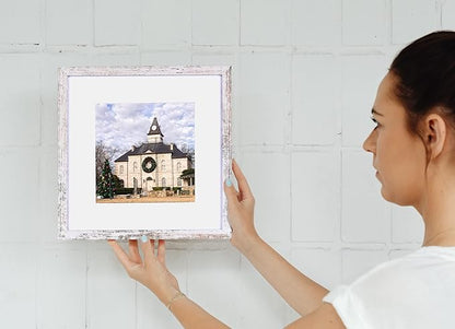 Yaetm 12x12 Picture Frame with Mat for 8x8 Set of 9, Square 12 x 12 Frames, White Gallery Wall Frame 12x12 for Wall Hanging (9 pack, Rustic White)