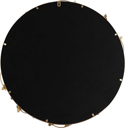 Kate and Laurel Rosella Modern Ornate Round Wall Mirror, 26 Inch Diameter, Gold, Circle Mirror with Floral Detailing for Use as Bathroom Mirror for Over Sink or Cute Dorm Room Decor