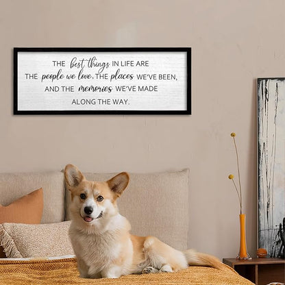 TQianJiang The Best Things in Life Wall Decor Sign 24"X10" for family Home Bedroom Large Adventure Wood Framed Wall Hanging Art (Black)